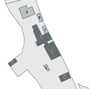Estratto della cartografia: sono visibili al centro gli Edifici associati alla Scheda normativa n°111