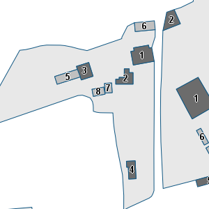 Estratto della cartografia: sono visibili al centro gli Edifici associati alla Scheda normativa n°134