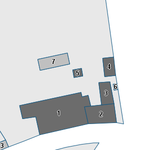 Estratto della cartografia: sono visibili al centro gli Edifici associati alla Scheda normativa n°177