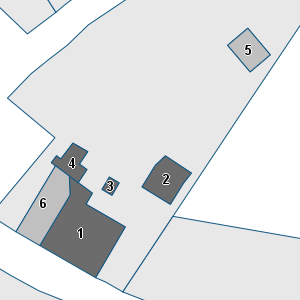 Estratto della cartografia: sono visibili al centro gli Edifici associati alla Scheda normativa n°179