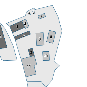Estratto della cartografia: sono visibili al centro gli Edifici associati alla Scheda normativa n°229