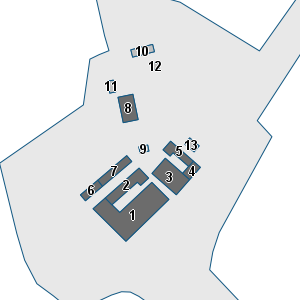 Estratto della cartografia: sono visibili al centro gli Edifici associati alla Scheda normativa n°22