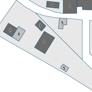 Estratto della cartografia: sono visibili al centro gli Edifici associati alla Scheda normativa n°232
