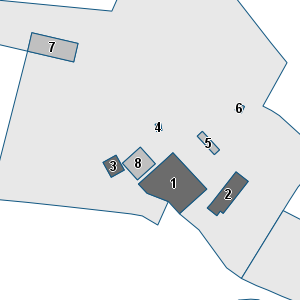 Estratto della cartografia: sono visibili al centro gli Edifici associati alla Scheda normativa n°267
