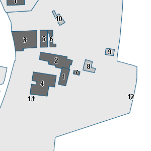 Estratto della cartografia: sono visibili al centro gli Edifici associati alla Scheda normativa n°307
