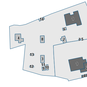 Estratto della cartografia: sono visibili al centro gli Edifici associati alla Scheda normativa n°313
