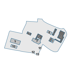 Estratto della cartografia: sono visibili al centro gli Edifici associati alla Scheda normativa n°335