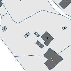 Estratto della cartografia: sono visibili al centro gli Edifici associati alla Scheda normativa n°374
