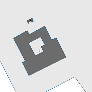 Estratto della cartografia: sono visibili al centro gli Edifici associati alla Scheda normativa n°38