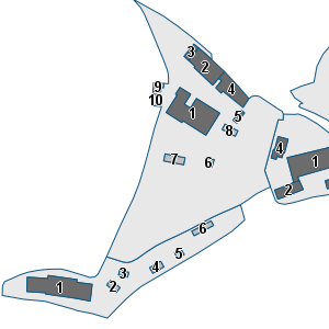 Estratto della cartografia: sono visibili al centro gli Edifici associati alla Scheda normativa n°415