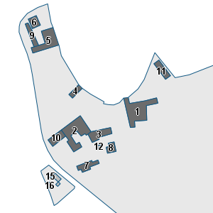 Estratto della cartografia: sono visibili al centro gli Edifici associati alla Scheda normativa n°42