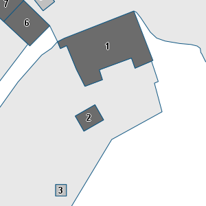 Estratto della cartografia: sono visibili al centro gli Edifici associati alla Scheda normativa n°438
