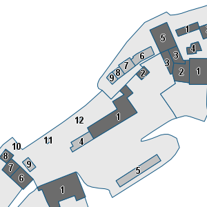 Estratto della cartografia: sono visibili al centro gli Edifici associati alla Scheda normativa n°439