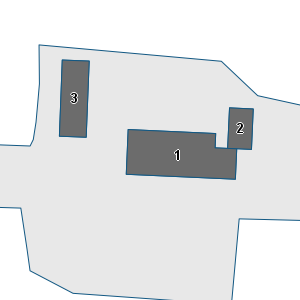 Estratto della cartografia: sono visibili al centro gli Edifici associati alla Scheda normativa n°43