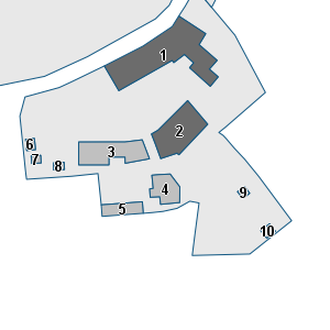 Estratto della cartografia: sono visibili al centro gli Edifici associati alla Scheda normativa n°442
