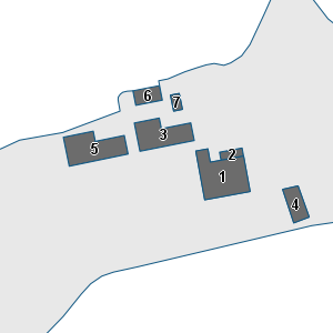 Estratto della cartografia: sono visibili al centro gli Edifici associati alla Scheda normativa n°447