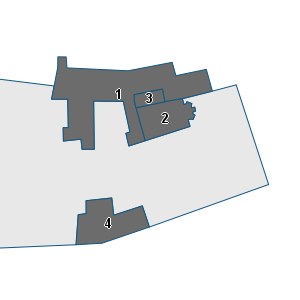 Estratto della cartografia: sono visibili al centro gli Edifici associati alla Scheda normativa n°452