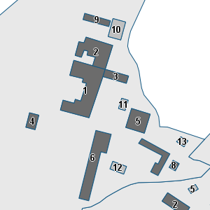 Estratto della cartografia: sono visibili al centro gli Edifici associati alla Scheda normativa n°49