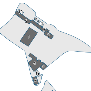 Estratto della cartografia: sono visibili al centro gli Edifici associati alla Scheda normativa n°513
