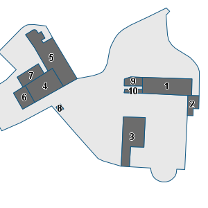 Estratto della cartografia: sono visibili al centro gli Edifici associati alla Scheda normativa n°525