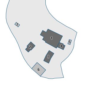 Estratto della cartografia: sono visibili al centro gli Edifici associati alla Scheda normativa n°535