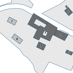 Estratto della cartografia: sono visibili al centro gli Edifici associati alla Scheda normativa n°539