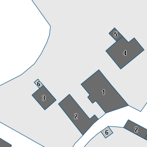 Estratto della cartografia: sono visibili al centro gli Edifici associati alla Scheda normativa n°540