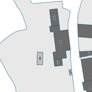 Estratto della cartografia: sono visibili al centro gli Edifici associati alla Scheda normativa n°548