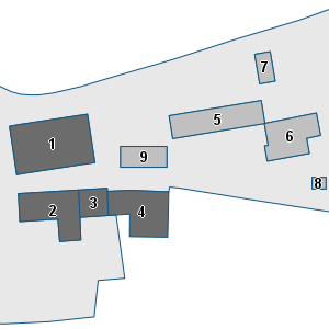 Estratto della cartografia: sono visibili al centro gli Edifici associati alla Scheda normativa n°550