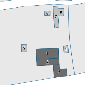 Estratto della cartografia: sono visibili al centro gli Edifici associati alla Scheda normativa n°558