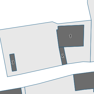 Estratto della cartografia: sono visibili al centro gli Edifici associati alla Scheda normativa n°560
