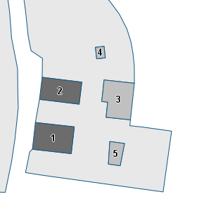 Estratto della cartografia: sono visibili al centro gli Edifici associati alla Scheda normativa n°569