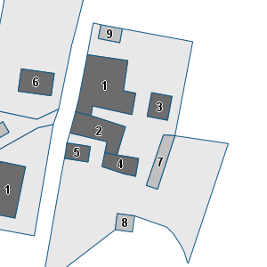 Estratto della cartografia: sono visibili al centro gli Edifici associati alla Scheda normativa n°572