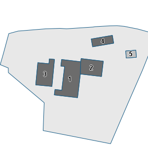 Estratto della cartografia: sono visibili al centro gli Edifici associati alla Scheda normativa n°574