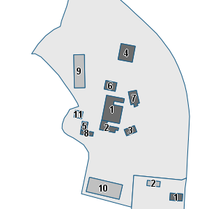 Estratto della cartografia: sono visibili al centro gli Edifici associati alla Scheda normativa n°623