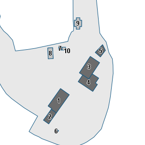 Estratto della cartografia: sono visibili al centro gli Edifici associati alla Scheda normativa n°641
