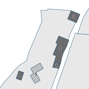 Estratto della cartografia: sono visibili al centro gli Edifici associati alla Scheda normativa n°674