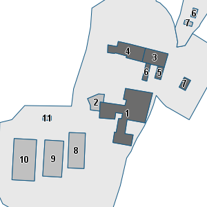 Estratto della cartografia: sono visibili al centro gli Edifici associati alla Scheda normativa n°697