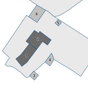 Estratto della cartografia: sono visibili al centro gli Edifici associati alla Scheda normativa n°718