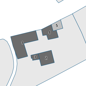Estratto della cartografia: sono visibili al centro gli Edifici associati alla Scheda normativa n°71