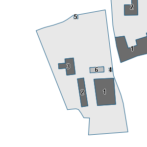 Estratto della cartografia: sono visibili al centro gli Edifici associati alla Scheda normativa n°722