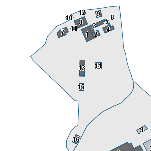 Estratto della cartografia: sono visibili al centro gli Edifici associati alla Scheda normativa n°725
