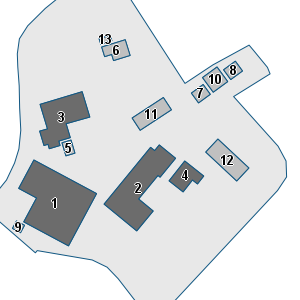 Estratto della cartografia: sono visibili al centro gli Edifici associati alla Scheda normativa n°732