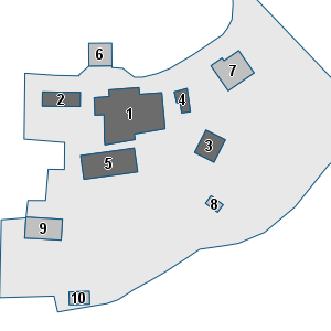 Estratto della cartografia: sono visibili al centro gli Edifici associati alla Scheda normativa n°743