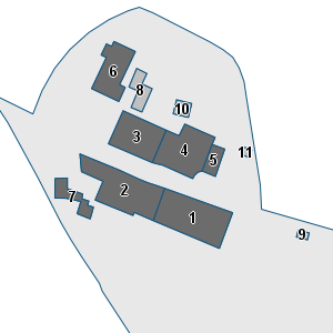 Estratto della cartografia: sono visibili al centro gli Edifici associati alla Scheda normativa n°755
