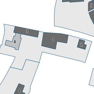 Estratto della cartografia: sono visibili al centro gli Edifici associati alla Scheda normativa n°785