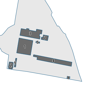 Estratto della cartografia: sono visibili al centro gli Edifici associati alla Scheda normativa n°78