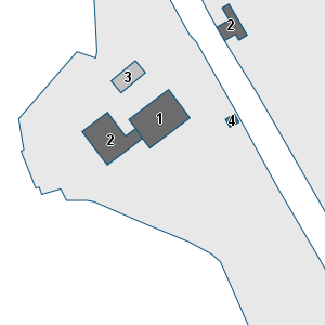 Estratto della cartografia: sono visibili al centro gli Edifici associati alla Scheda normativa n°827