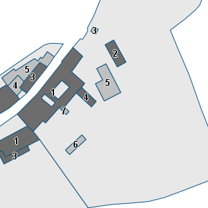Estratto della cartografia: sono visibili al centro gli Edifici associati alla Scheda normativa n°856