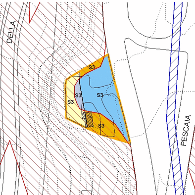 Inquadramento cartografico dell'area interessata: visibili i parametri di fattibilit&agrave;